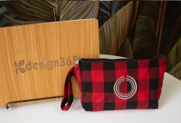 Embroided maasai print pouch